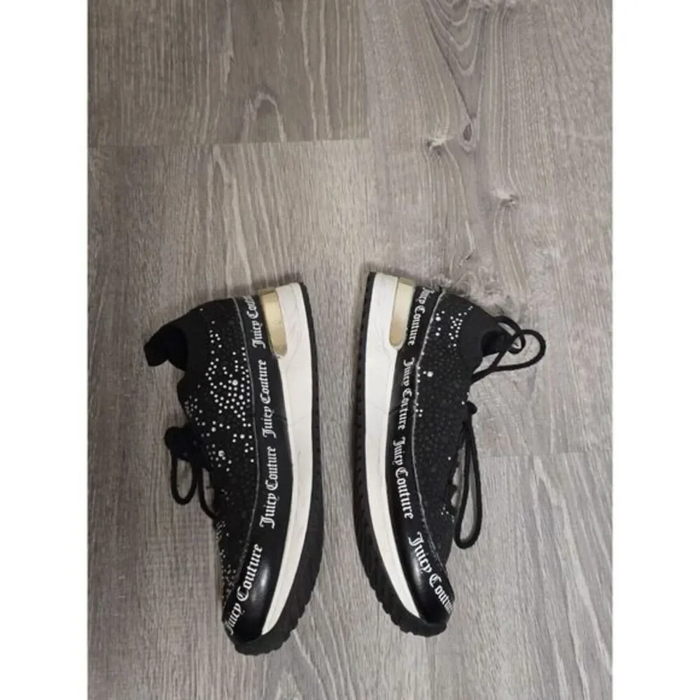 Juicy Couture‎ Bellamy Black Rhinestone Lace-up Sneakers Size 6 - Picture 5 of 13